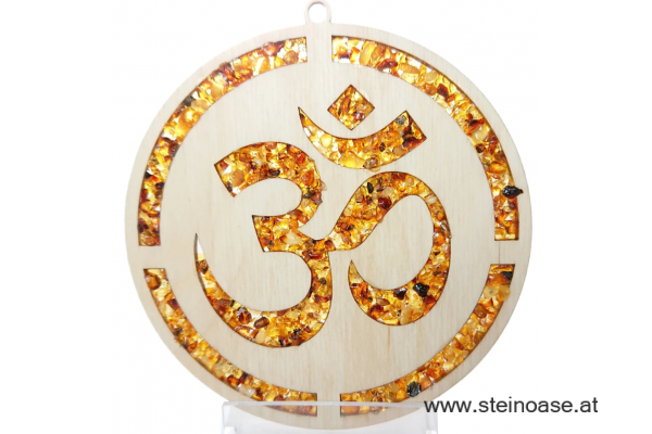 Fensterbild Suncatcher Bernstein - 'OM' Ø 11cm